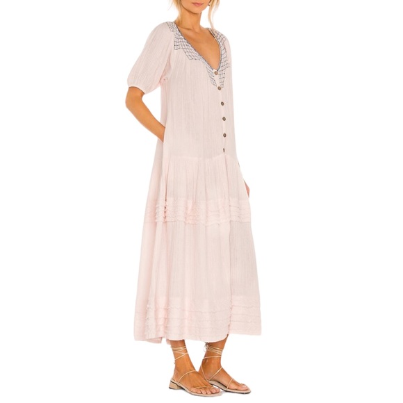FREE PEOPLE Sunday Stroll Maxi Dress in Ivory Combo. Size Medium - Picture 2 of 16